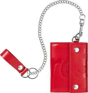 Leather Chain Wallet Red