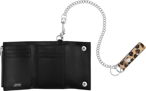 Leather Chain Wallet - Tan Leopard (detail)