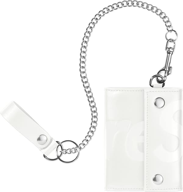Leather Chain Wallet - White (front)