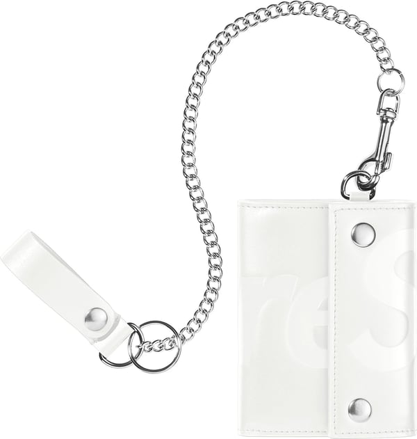 Leather Chain Wallet - White (front)