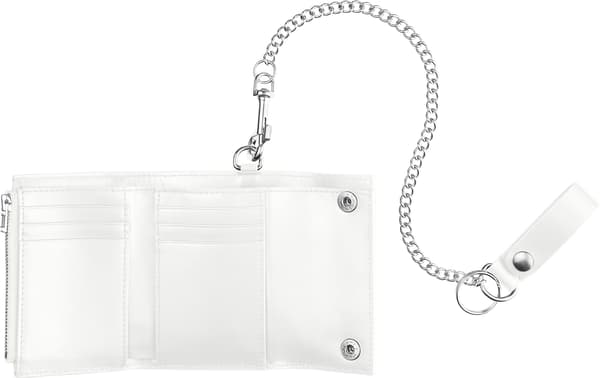Leather Chain Wallet - White (detail)