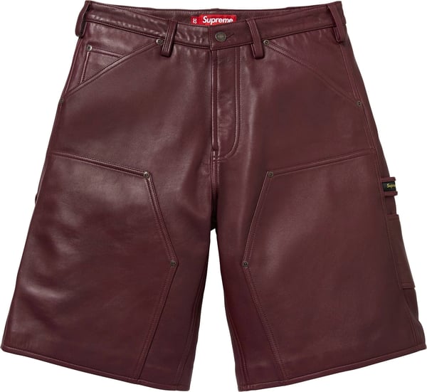 Leather Double Knee Painter Short - Burgundy (front)