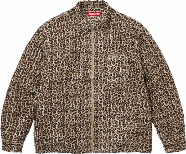Leopard Frayed Zip Up Shirt - Tan (front)