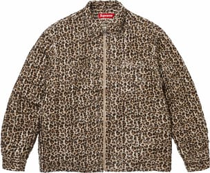 Leopard Frayed Zip Up Shirt Tan