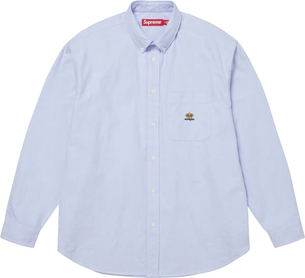 Loose Fit Flannel Oxford Shirt - Light Blue (front)