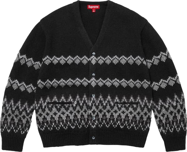 Metallic Fair Isle Cardigan - Black (front)