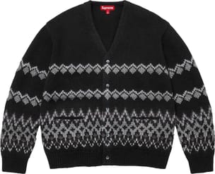 Metallic Fair Isle Cardigan Black