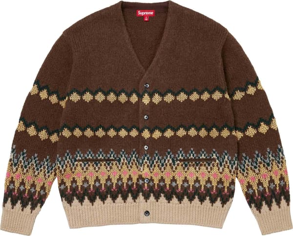 Metallic Fair Isle Cardigan - Brown (front)