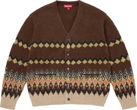 Metallic Fair Isle Cardigan Brown