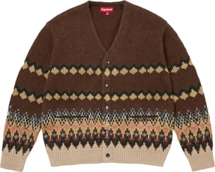 Metallic Fair Isle Cardigan Brown