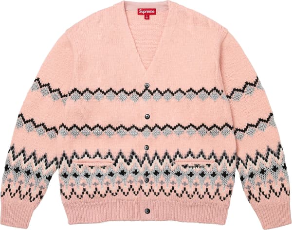 Metallic Fair Isle Cardigan - Pink (front)