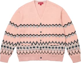 Metallic Fair Isle Cardigan Pink
