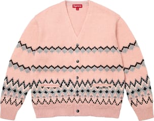 Metallic Fair Isle Cardigan Pink