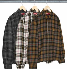Metallic Flannel Zip Up Shirt