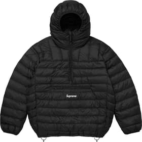 Micro Down Half Zip Hooded Pullover Black