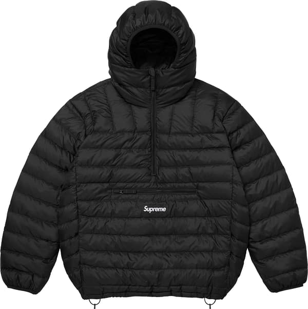 Micro Down Half Zip Hooded Pullover - Black (front)