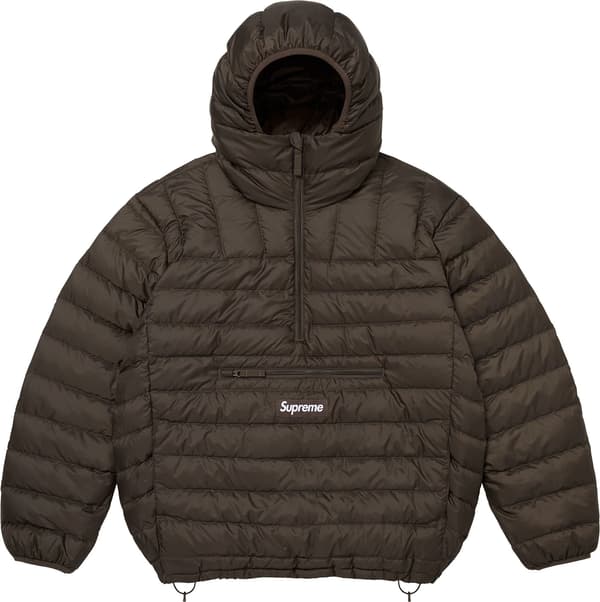 Micro Down Half Zip Hooded Pullover - Dark Brown (front)