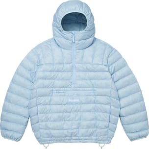 Micro Down Half Zip Hooded Pullover Light Blue