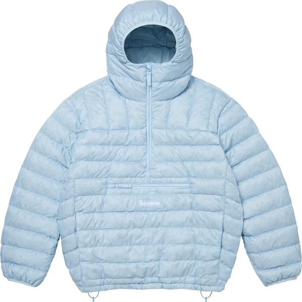 Micro Down Half Zip Hooded Pullover - Light Blue (front)