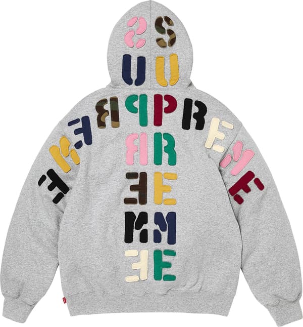 Mirrored Appliqué Hooded Sweatshirt - Heather Grey (detail)