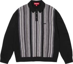 Multi Stripe Polo Sweater Black
