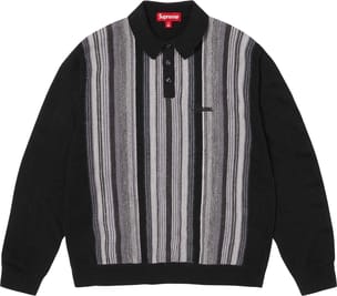 Multi Stripe Polo Sweater Black