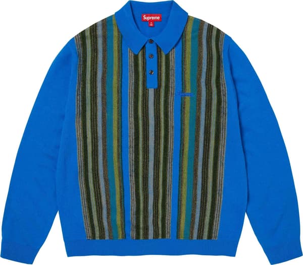 Multi Stripe Polo Sweater - Blue (front)
