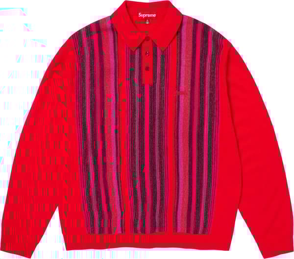 Multi Stripe Polo Sweater - Red (front)