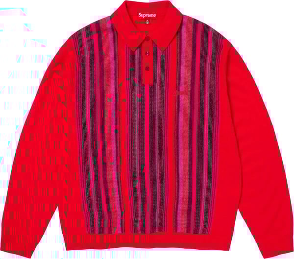 Multi Stripe Polo Sweater - Red (front)