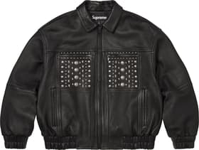 Multi Studded Leather Jacket  Black