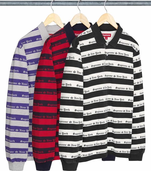 Old English Stripe L/S Polo - Group Shot