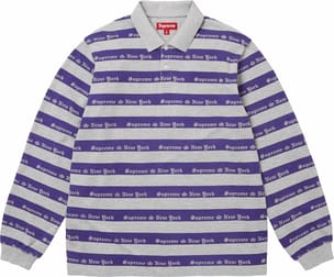Old English Stripe L/S Polo Heather Grey