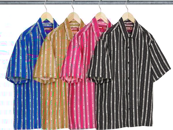Old English Stripe Silk S/S Shirt - Group Shot