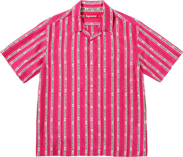 Old English Stripe Silk S/S Shirt Magenta