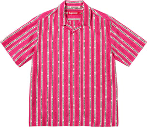 Old English Stripe Silk S/S Shirt Magenta