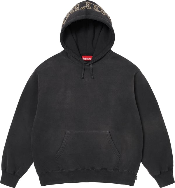 Overdyed Studded Hooded Sweatshirt - Black (front)