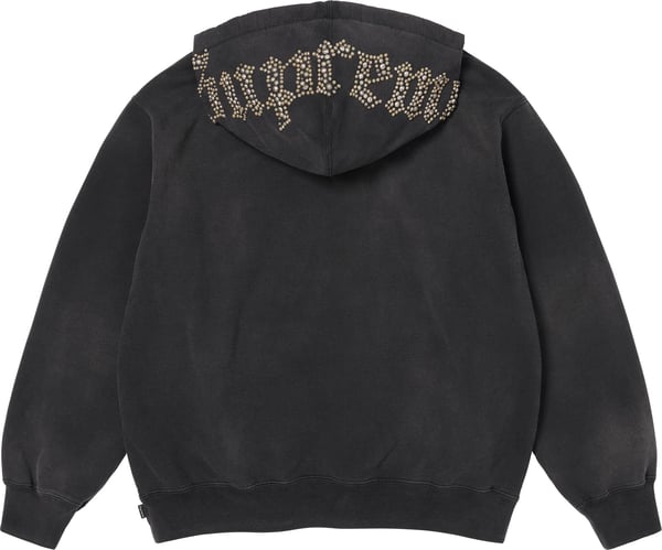 Overdyed Studded Hooded Sweatshirt - Black (detail)