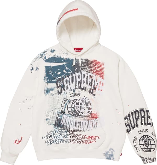 Overprint Hooded Sweatshirt - White (front)