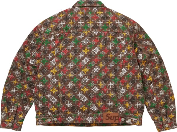 Overprint Jacquard Denim Trucker Jacket - Brown (detail)