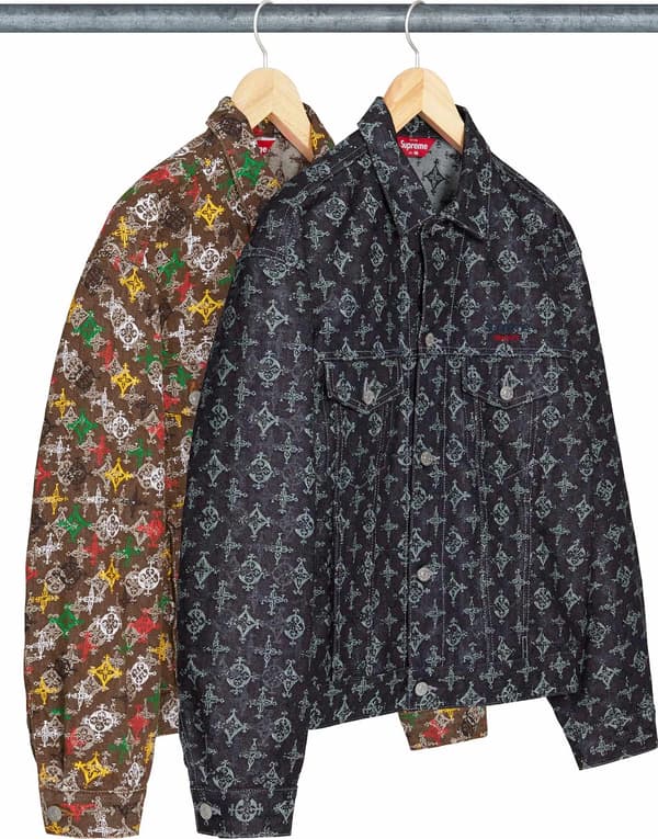 Overprint Jacquard Denim Trucker Jacket - Group Shot