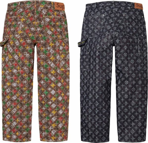 Overprint Jacquard Double Knee Denim Painter Pant - Group Shot