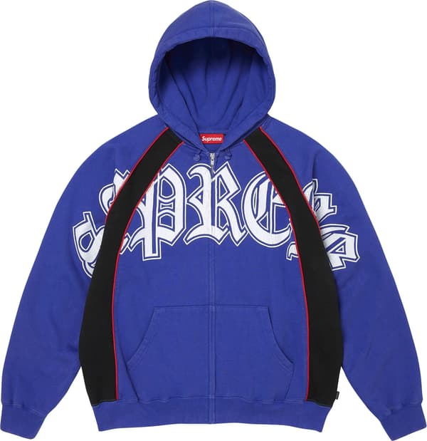 Paneled Zip Up Hooded Sweatshirt - Royal (front)