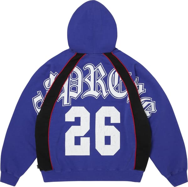 Paneled Zip Up Hooded Sweatshirt - Royal (detail)