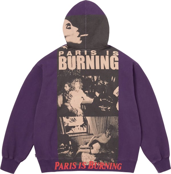 Paris Is Burning Zip Up Hooded Sweatshirt - Purple (detail)