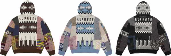 Patchwork Zip Up Hooded Sweater - Group Shot