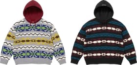 Pattern Knit Hooded Sweater