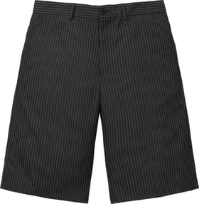 Pinstripe Wool Trouser Short Black