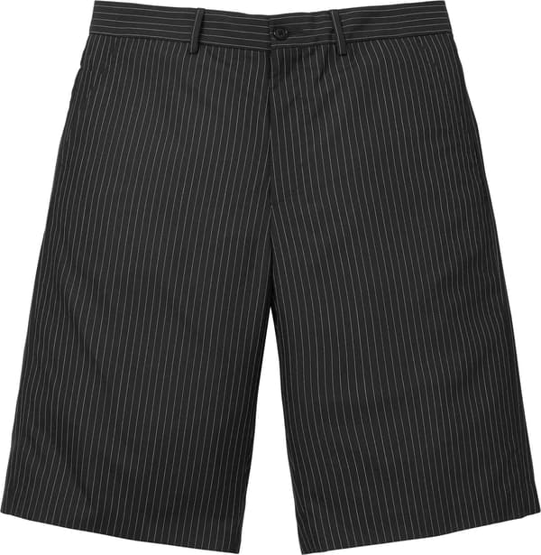 Pinstripe Wool Trouser Short - Black (front)