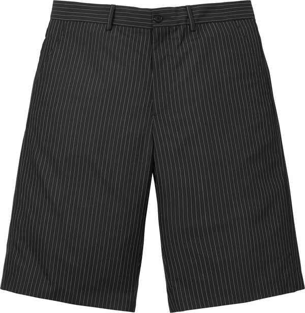 Pinstripe Wool Trouser Short - Black (front)