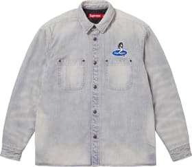 Quilted Lined Denim Snap Shirt Stripe